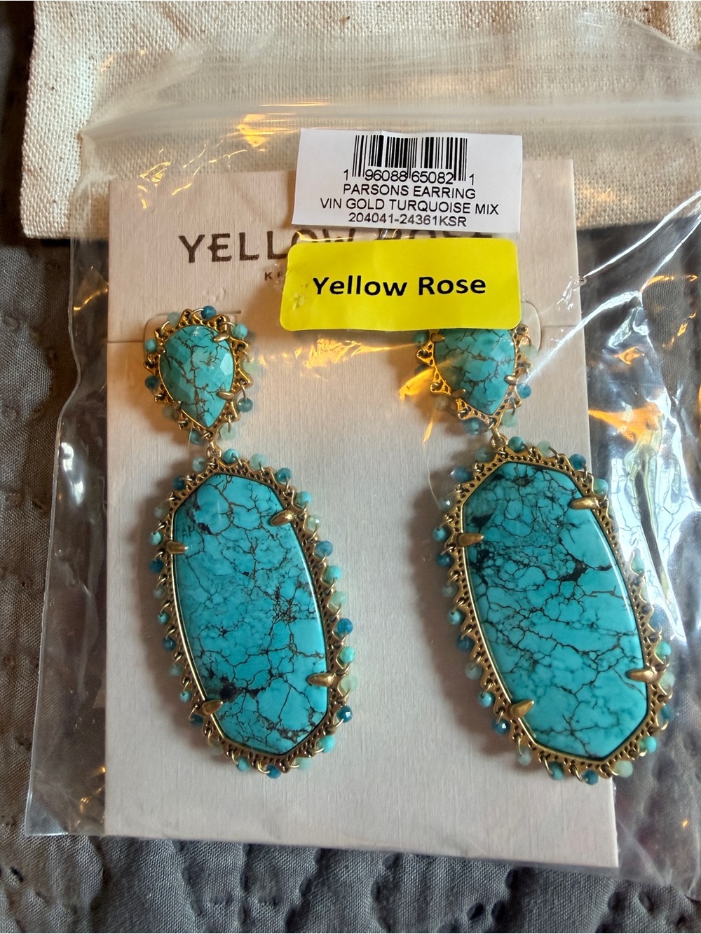 Kendra Scott Gold Turquoise yellow rose Earrings